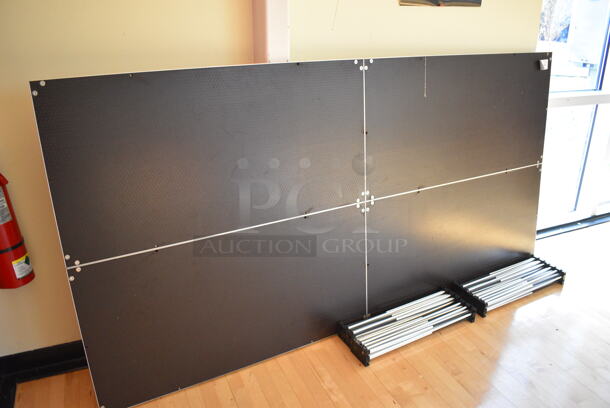 Black Stage w/ 4 Metal Accordion Style Legs. 96x48x2, 25.5" Legs. (aerobic room) - Image 5 of 5