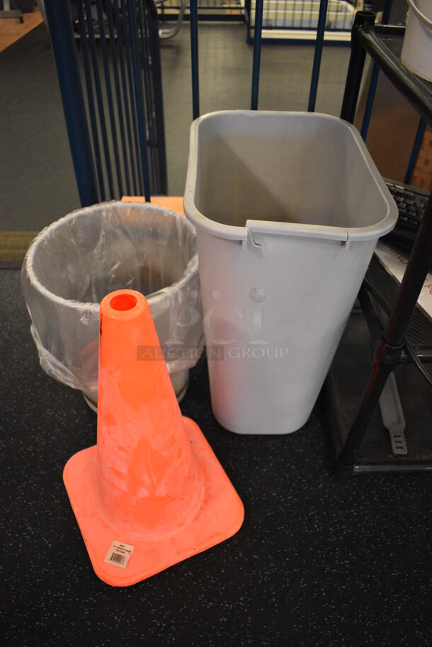 ALL ONE MONEY! Lot of Various Items Including Blue Chair, 3 Tier Black Rack and Orange Cone! (upstairs)
 - Image 2 of 5