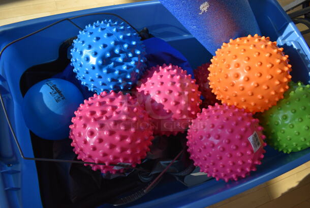 ALL ONE MONEY! Lot of Various Items Including Spikey Balls in Blue Bin! (aerobic room) - Image 4 of 4