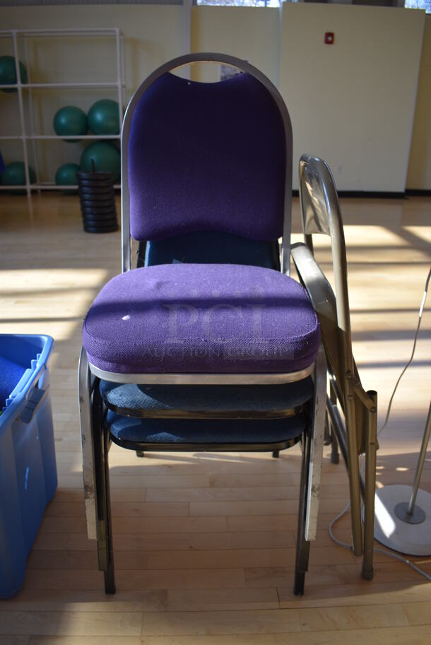 4 Various Chairs; 1 Metal Folding Chair and 3 Stackable Banquet Chairs. Includes 18x20x33. 4 Times Your Bid! (aerobic room) - Image 3 of 3