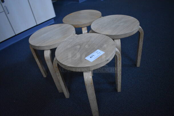 4 Wood Pattern Stools. 4 Times Your Bid! (mens locker room) - Image 2 of 3
