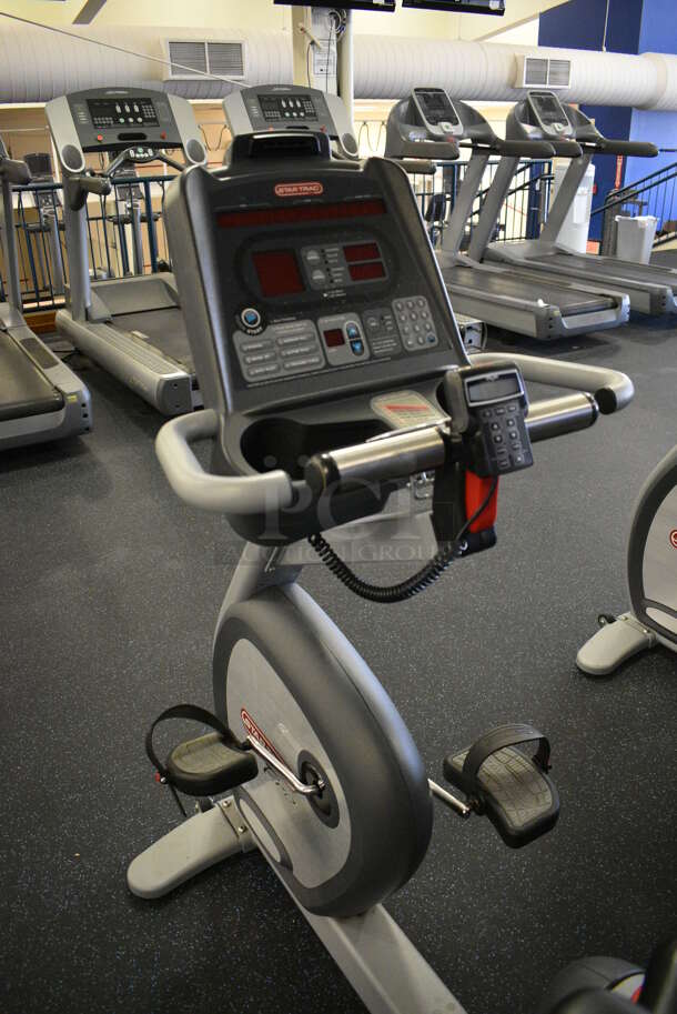 GREAT! Star Trac Pro Model 9-6430-SINTPO Metal Floor Style Seated Stationary Bicycle w/ Heart Rate Sensors, 2 Cup Holders and Arm Rests. BUYER MUST REMOVE. 26x65x53. Tested and Working! (upstairs) This Unit Will Be Moved Down To The First Floor Before Pick Up Day Begins! - Image 2 of 10