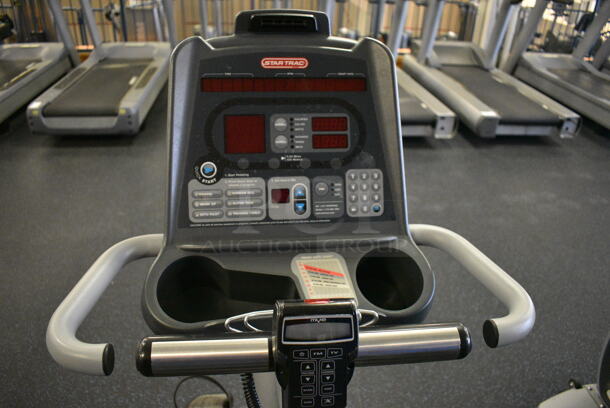 GREAT! Star Trac Pro Model 9-6430-SINTPO Metal Floor Style Seated Stationary Bicycle w/ Heart Rate Sensors, 2 Cup Holders and Arm Rests. BUYER MUST REMOVE. 26x65x53. Tested and Working! (upstairs) This Unit Will Be Moved Down To The First Floor Before Pick Up Day Begins! - Image 3 of 10