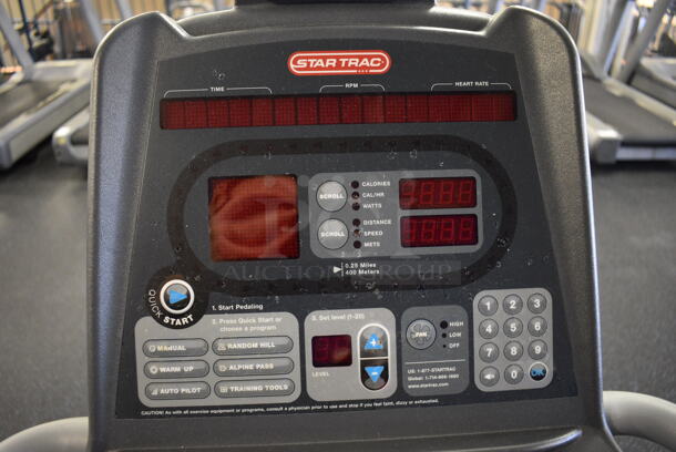 GREAT! Star Trac Pro Model 9-6430-SINTPO Metal Floor Style Seated Stationary Bicycle w/ Heart Rate Sensors, 2 Cup Holders and Arm Rests. BUYER MUST REMOVE. 26x65x53. Tested and Working! (upstairs) This Unit Will Be Moved Down To The First Floor Before Pick Up Day Begins! - Image 4 of 10