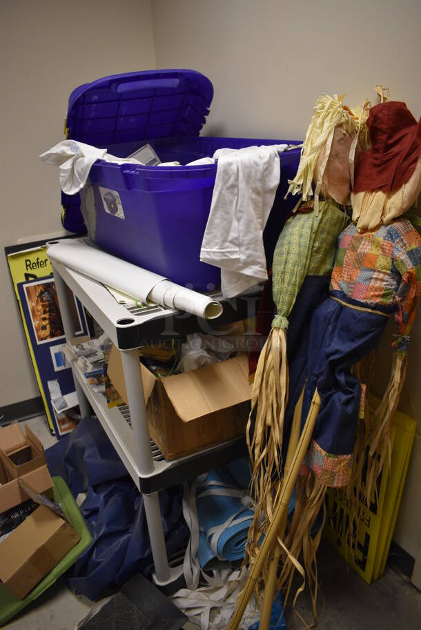 ALL ONE MONEY! Room Lot of Various Items Including Poly Shelving, Shirts and Decorations! BUYER MUST REMOVE. (mens locker room) - Image 4 of 7