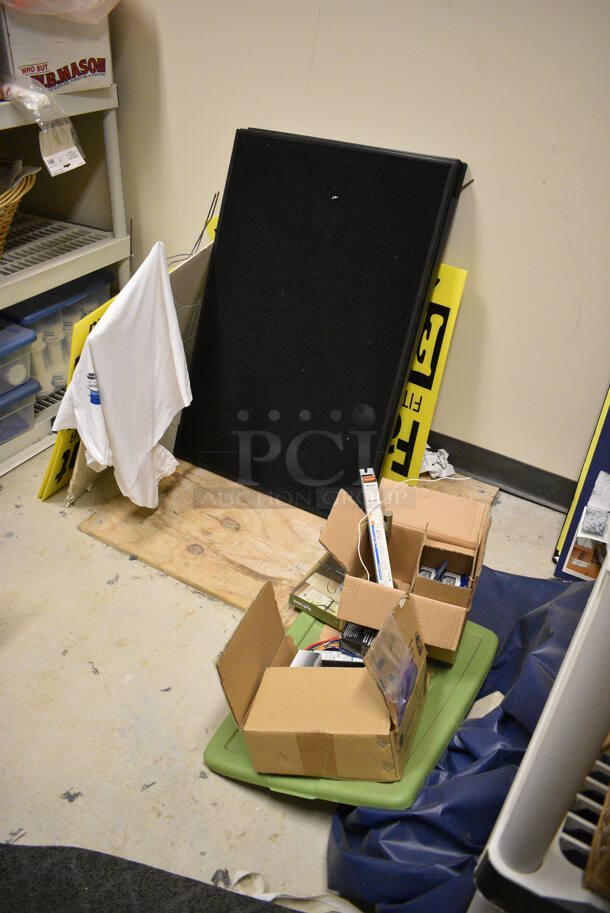 ALL ONE MONEY! Room Lot of Various Items Including Poly Shelving, Shirts and Decorations! BUYER MUST REMOVE. (mens locker room) - Image 5 of 7