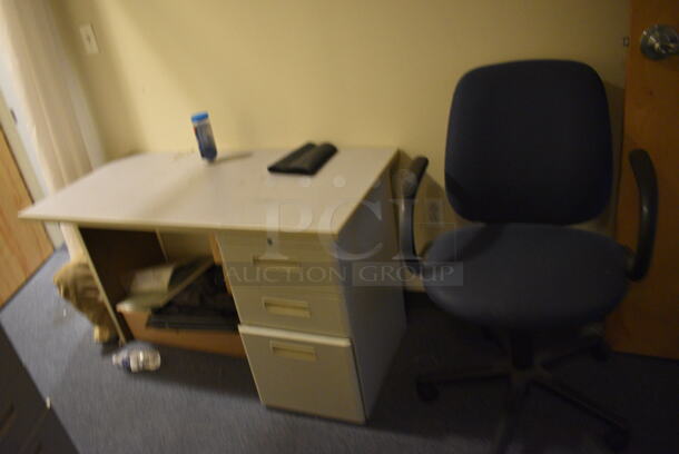 ALL ONE MONEY! Room Lot of Various Items Including Desks, 4 Chairs, Computer Monitor and Laundry Basket! (office wing) - Image 3 of 5
