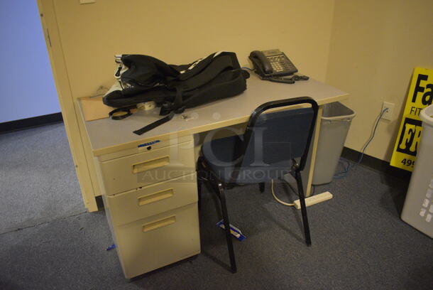 ALL ONE MONEY! Room Lot of Various Items Including Desks, 4 Chairs, Computer Monitor and Laundry Basket! (office wing) - Image 4 of 5