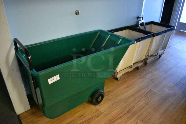 3 Various Laundry Baskets on Casters. 3 Times Your Bid! (office wing)