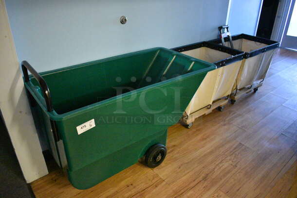3 Various Laundry Baskets on Casters. 3 Times Your Bid! (office wing) - Image 1 of 3