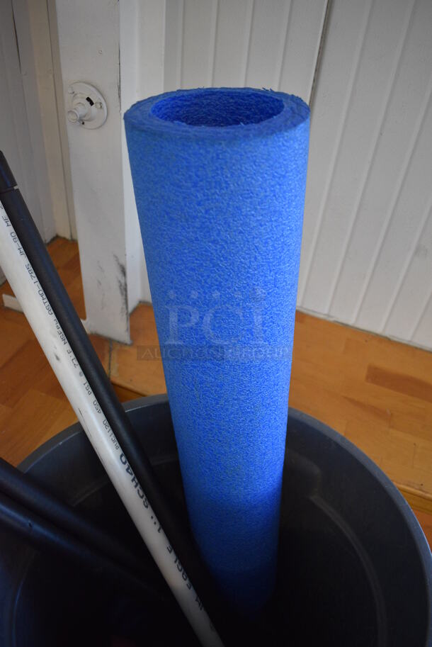 ALL ONE MONEY! Lot of Various Items Including Weight Bars and Blue Roller in Trash Can! (upstairs) - Image 4 of 5