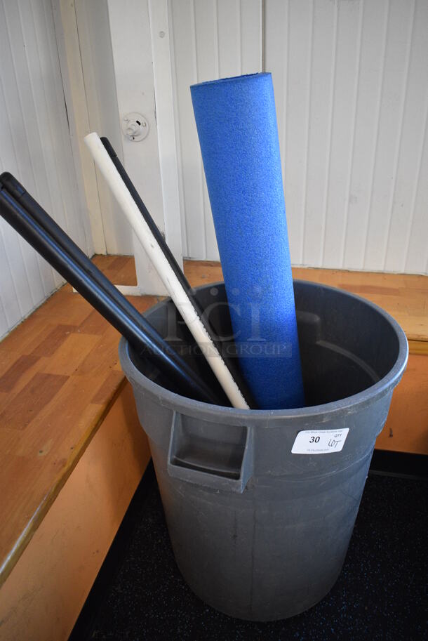 ALL ONE MONEY! Lot of Various Items Including Weight Bars and Blue Roller in Trash Can! (upstairs) - Image 5 of 5