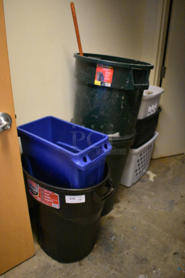 ALL ONE MONEY! Lot of Various Trash Cans! BUYER MUST REMOVE. (office wing - laundry room)