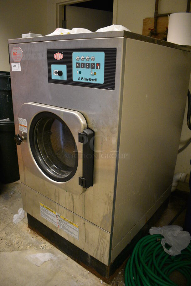 NICE! Milnor Model MWR18E4 Stainless Steel Commercial Floor Style Front Load Washer. 208-240 Volts, 1-3 Phase. BUYER MUST REMOVE. Tested and Working! (office wing - laundry room) - Image 6 of 8