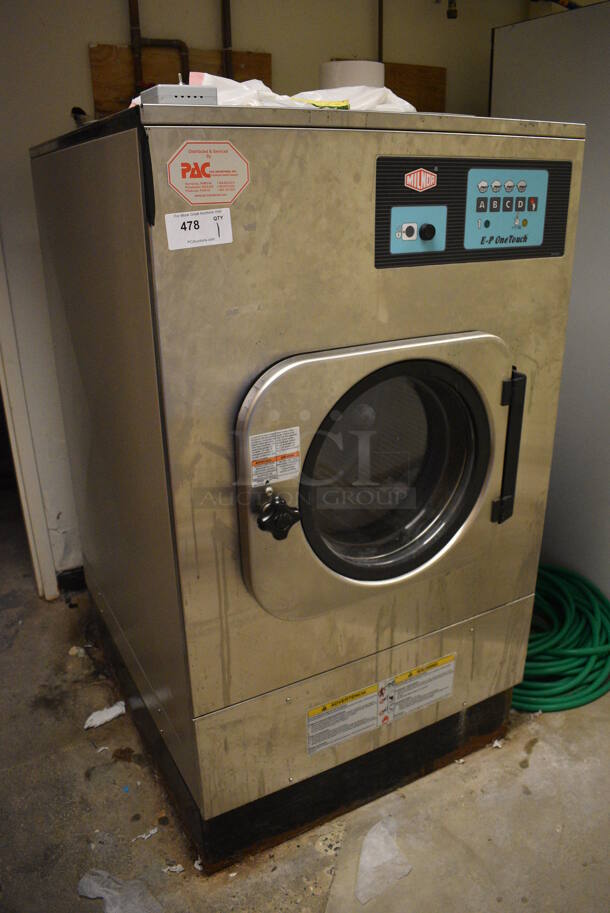NICE! Milnor Model MWR18E4 Stainless Steel Commercial Floor Style Front Load Washer. 208-240 Volts, 1-3 Phase. BUYER MUST REMOVE. Tested and Working! (office wing - laundry room) - Image 7 of 8