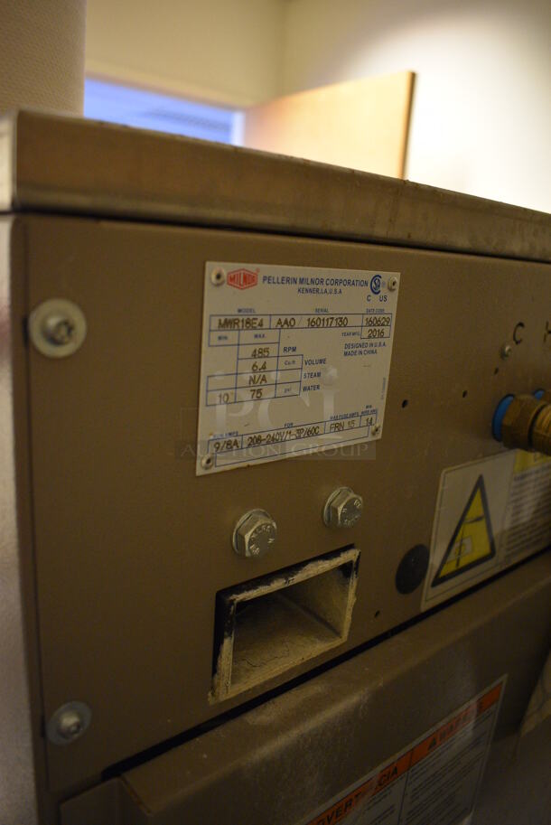 NICE! Milnor Model MWR18E4 Stainless Steel Commercial Floor Style Front Load Washer. 208-240 Volts, 1-3 Phase. BUYER MUST REMOVE. Tested and Working! (office wing - laundry room) - Image 8 of 8