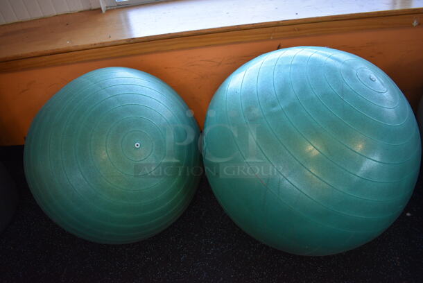 3 Various Stability Balls; 2 Green and 1 Gray. Includes 21x21x21. 3 Times Your Bid! (upstairs) - Image 4 of 4