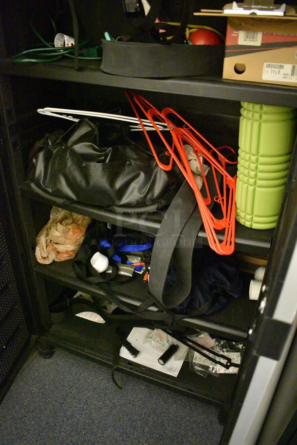 ALL ONE MONEY! Lot of Black Filing Cabinet and Gray 2 Door Cabinet w/ Contents! BUYER MUST REMOVE. (office wing - top of staircase) - Image 4 of 5