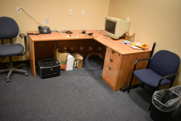 ALL ONE MONEY! Room Lot of Various Items Including Desk, 2 Chairs, Computer Monitor, Printer, Trash Cans! BUYER MUST REMOVE. (office wing)