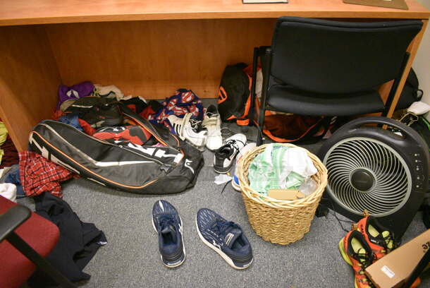 ALL ONE MONEY! Room Lot of Various Items Including Desk, 3 Chairs, Fan, Sneakers! BUYER MUST REMOVE. (office wing) - Image 3 of 6