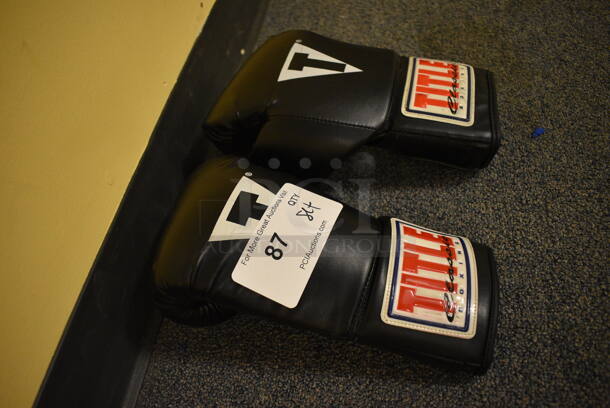 Set of 2 Title Classic Black Boxing Gloves. Includes 6x12x4. (upstairs - side room)
 - Image 2 of 4