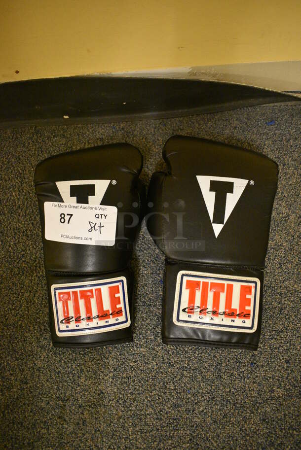Set of 2 Title Classic Black Boxing Gloves. Includes 6x12x4. (upstairs - side room)
 - Image 4 of 4