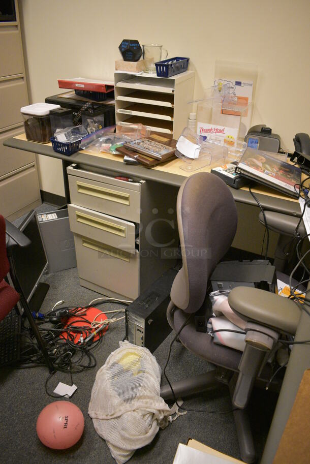 ALL ONE MONEY! Room Lot of Various Items Including Desk, 2 Chairs, 2 Filing Cabinets! Lot Does Not Include The Computer Systems. BUYER MUST REMOVE. (office wing) - Image 4 of 8