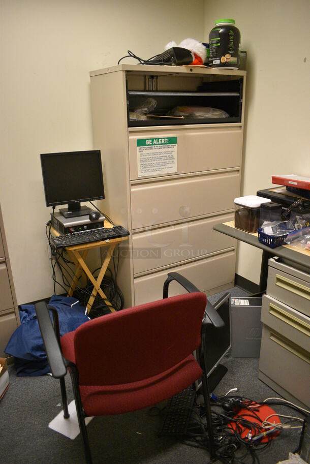 ALL ONE MONEY! Room Lot of Various Items Including Desk, 2 Chairs, 2 Filing Cabinets! Lot Does Not Include The Computer Systems. BUYER MUST REMOVE. (office wing) - Image 5 of 8
