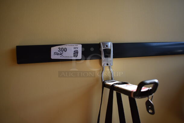 Black Wall Mount Rack. Does Not Come w/ Contents. BUYER MUST REMOVE. 48". (ballet room - upstairs) - Image 2 of 2