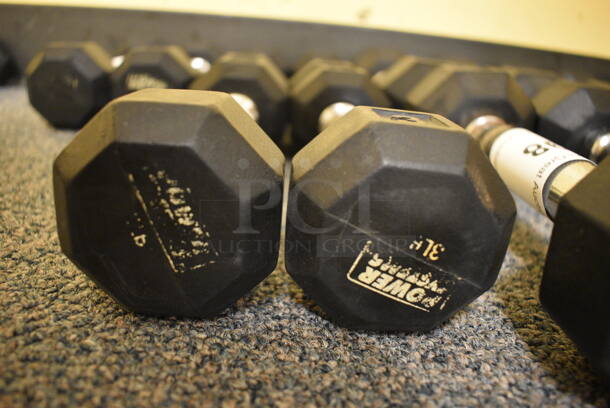 2 Power Systems Metal Black and Chrome Finish 3 Pound Hex Dumbbells. 2.5x9x2.5. 2 Times Your Bid! (upstairs - side room) - Image 3 of 3