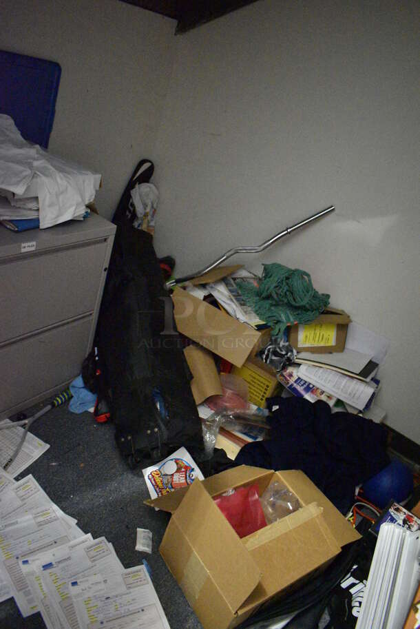 ALL ONE MONEY! Room Lot of Various Items Including 2 Desks, Tshirts and Bookshelf. BUYER MUST REMOVE. (room off of lobby) - Image 4 of 8