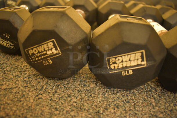 2 Power Systems Metal Black and Chrome Finish 5 Pound Hex Dumbbells. 3x9.5x3. 2 Times Your Bid! (upstairs - side room) - Image 3 of 3