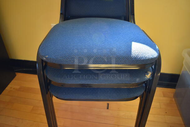 3 Blue Stackable Banquet Chairs on Black Metal Frame. 18x20x32. 3 Times Your Bid! (ballet room - upstairs) - Image 4 of 4