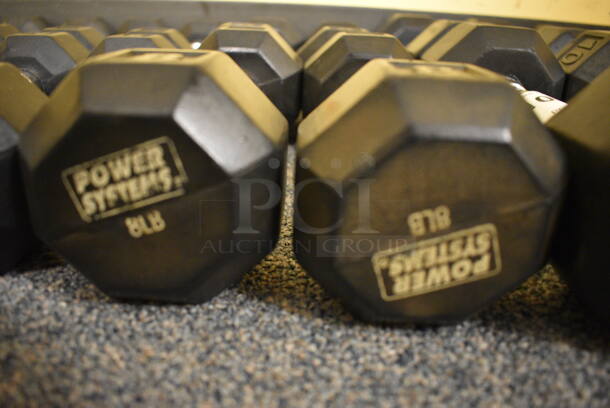 2 Power Systems Metal Black and Chrome Finish 8 Pound Hex Dumbbells. 3.5x10x3.5. 2 Times Your Bid! (upstairs - side room) - Image 3 of 3
