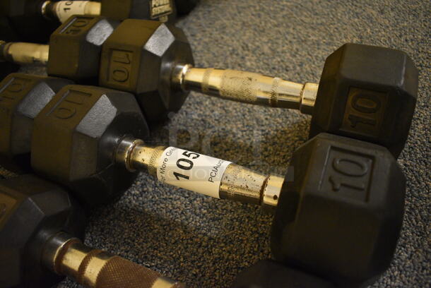 2 Power Systems Metal Black and Chrome Finish 10 Pound Hex Dumbbells. 4x10.5x4. 2 Times Your Bid! (upstairs - side room) - Image 2 of 3