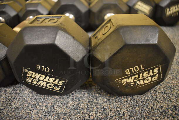 2 Power Systems Metal Black and Chrome Finish 10 Pound Hex Dumbbells. 4x10.5x4. 2 Times Your Bid! (upstairs - side room) - Image 3 of 3