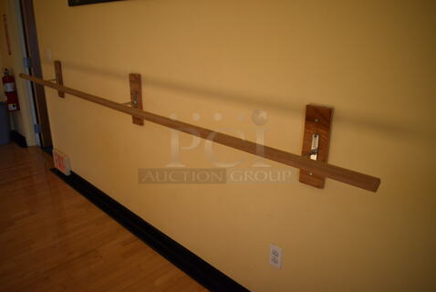 5 Alvas Wooden Wall Mount Ballet Barres Bars. BUYER MUST REMOVE. Includes 120". 5 Times Your Bid! (ballet room - upstairs)