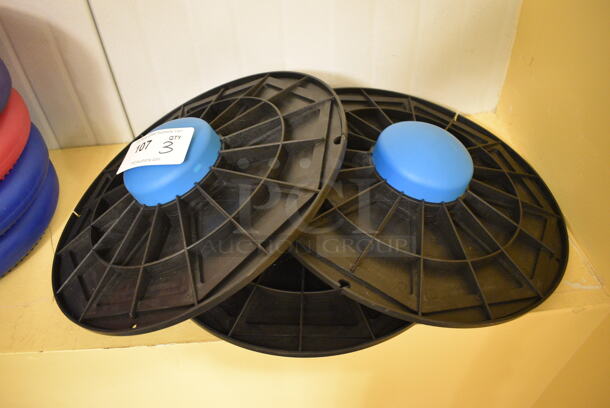 3 Power Systems Black and Blue Balance Discs. 16.5x16.5x3.5. 3 Times Your Bid! (upstairs - side room)
