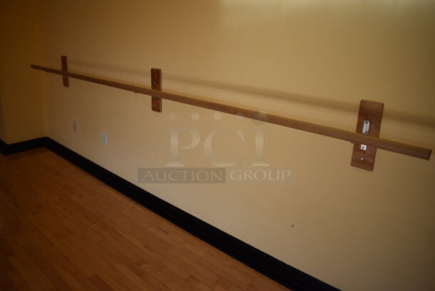 5 Alvas Wooden Wall Mount Ballet Barres Bars. BUYER MUST REMOVE. Includes 120". 5 Times Your Bid! (ballet room - upstairs) - Image 4 of 7