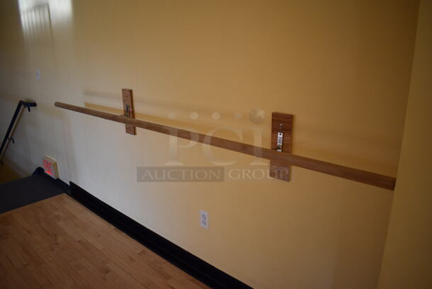 5 Alvas Wooden Wall Mount Ballet Barres Bars. BUYER MUST REMOVE. Includes 120". 5 Times Your Bid! (ballet room - upstairs) - Image 5 of 7