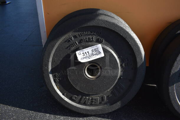 2 Hi-Temp Metal 35 Pound Weight Plates. BUYER MUST REMOVE. 17.5x17.5x3. 2 Times Your Bid! (weight room - back room)