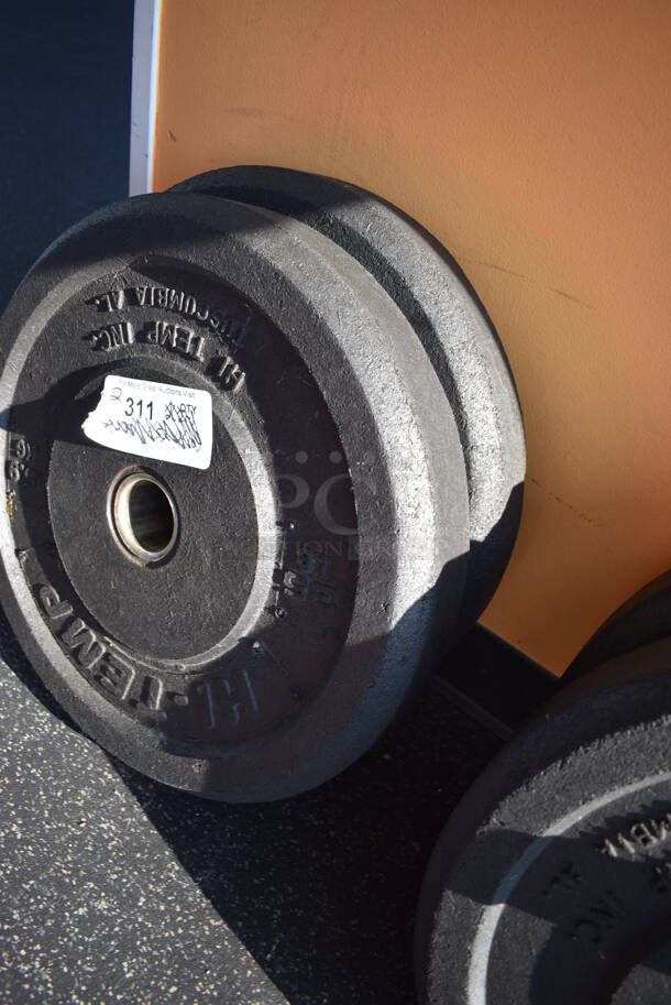 2 Hi-Temp Metal 35 Pound Weight Plates. BUYER MUST REMOVE. 17.5x17.5x3. 2 Times Your Bid! (weight room - back room) - Image 2 of 5