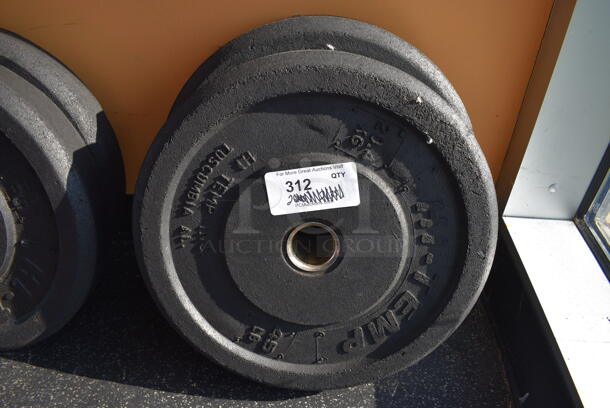 2 Hi-Temp Metal 45 Pound Weight Plates. BUYER MUST REMOVE. 17.5x17.5x4. 2 Times Your Bid! (weight room - back room)