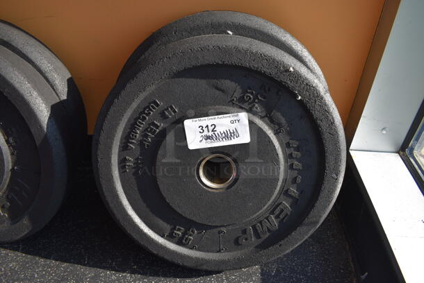 2 Hi-Temp Metal 45 Pound Weight Plates. BUYER MUST REMOVE. 17.5x17.5x4. 2 Times Your Bid! (weight room - back room) - Image 1 of 3