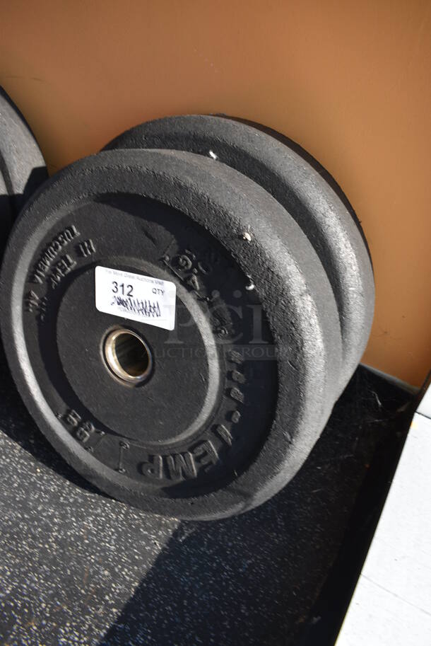 2 Hi-Temp Metal 45 Pound Weight Plates. BUYER MUST REMOVE. 17.5x17.5x4. 2 Times Your Bid! (weight room - back room) - Image 2 of 3