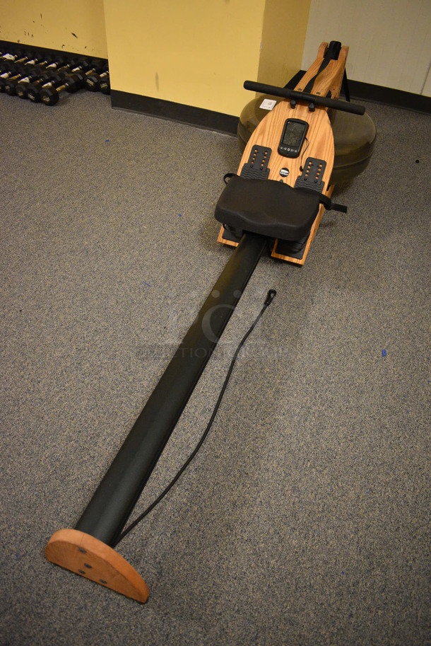 WaterRower GX Floor Style Wood Pattern Water Rowing Machine. Belt For Handle Is Detached. BUYER MUST REMOVE. 22x85x20. (upstairs - side room) - Image 2 of 6