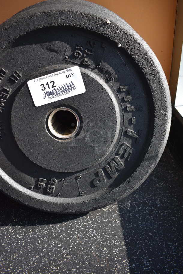 2 Hi-Temp Metal 45 Pound Weight Plates. BUYER MUST REMOVE. 17.5x17.5x4. 2 Times Your Bid! (weight room - back room) - Image 3 of 3