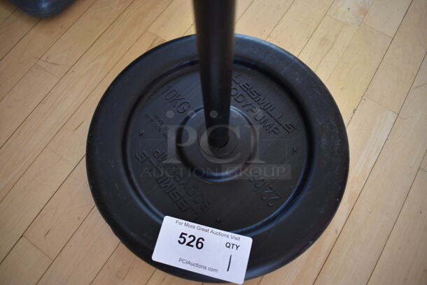 Les Mills Body Pump 22 Pound Weight Plate w/ Pole. BUYER MUST REMOVE. (aerobic room) - Image 2 of 4