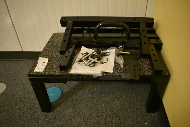 Black Metal Table w/ Pieces! BUYER MUST REMOVE. 28x20x12. (upstairs - side room) - Image 1 of 3