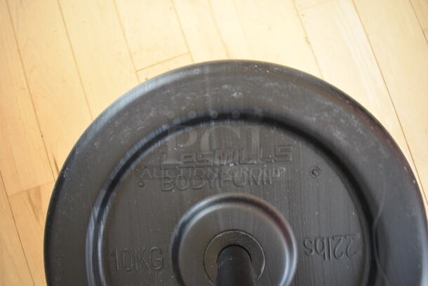 Les Mills Body Pump 22 Pound Weight Plate w/ Pole. BUYER MUST REMOVE. (aerobic room) - Image 4 of 4